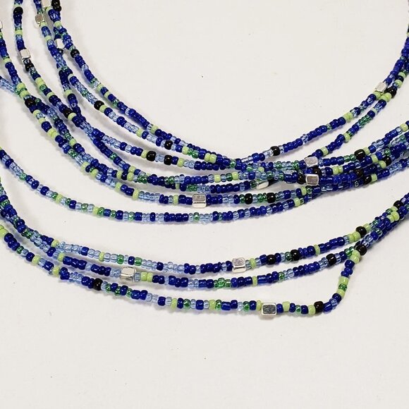 Multi-Color Layered Beaded Necklace – Silver Illusion Strands Women's Jewelry - Picture 5 of 6